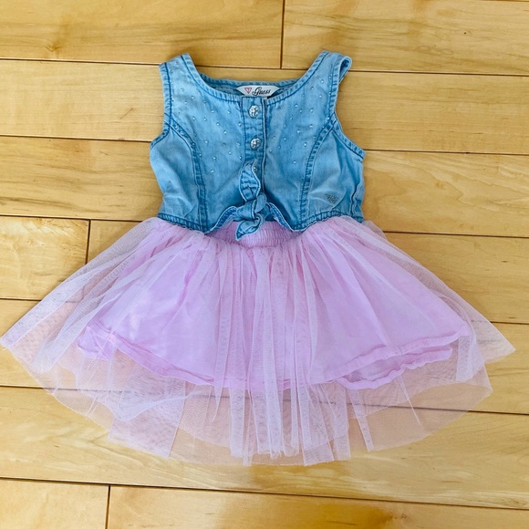 Guess Other - [12-18m] Guess Tulle Skirted Denim Dress in Blue/Pink